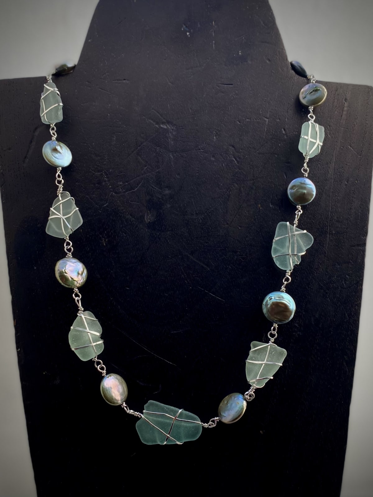 Anne Emerson, Wrapped Glass and Baroque Pearl Necklace