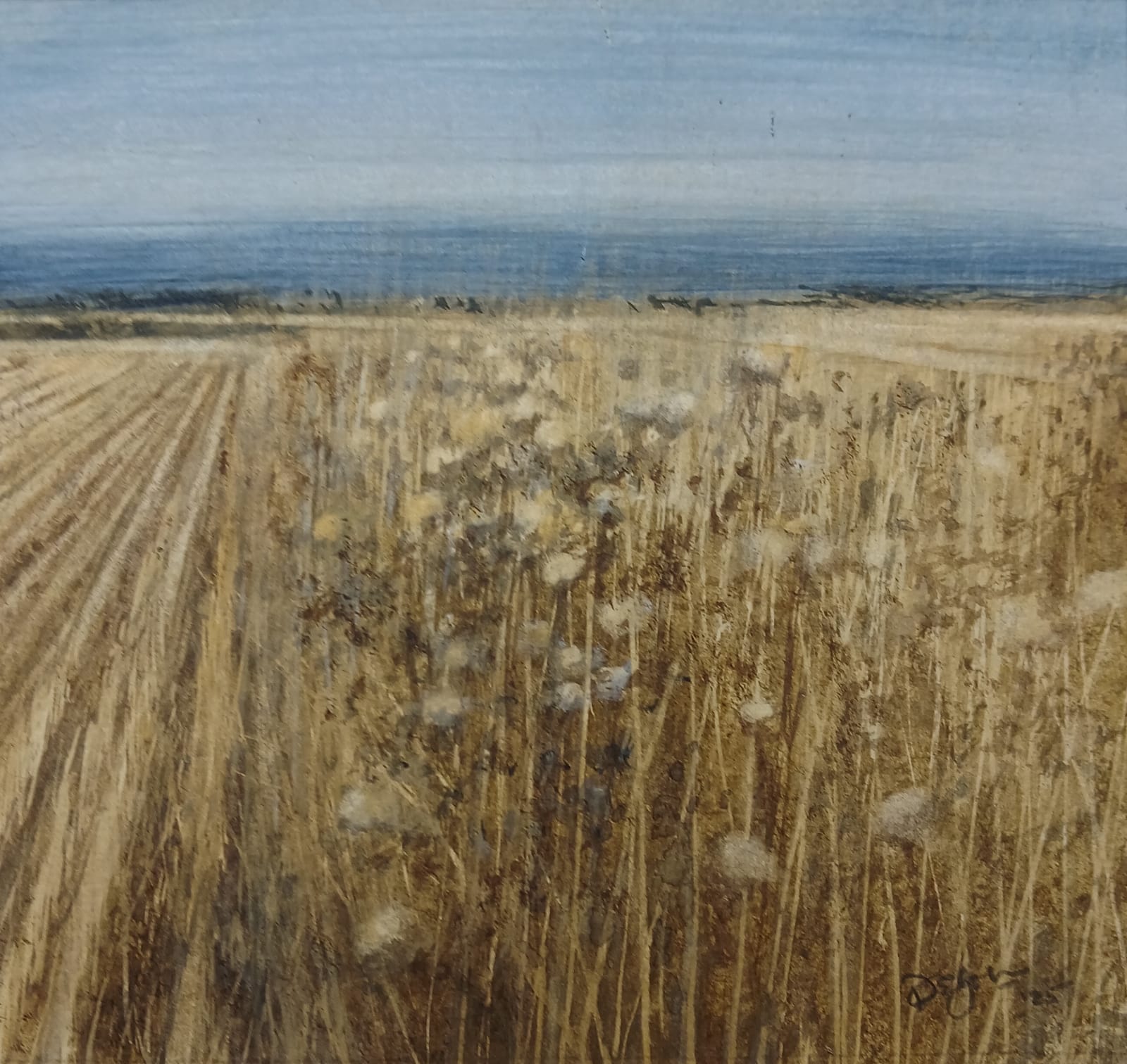 David E Johnston, RSW, Harvest Field Edge, The Mearns