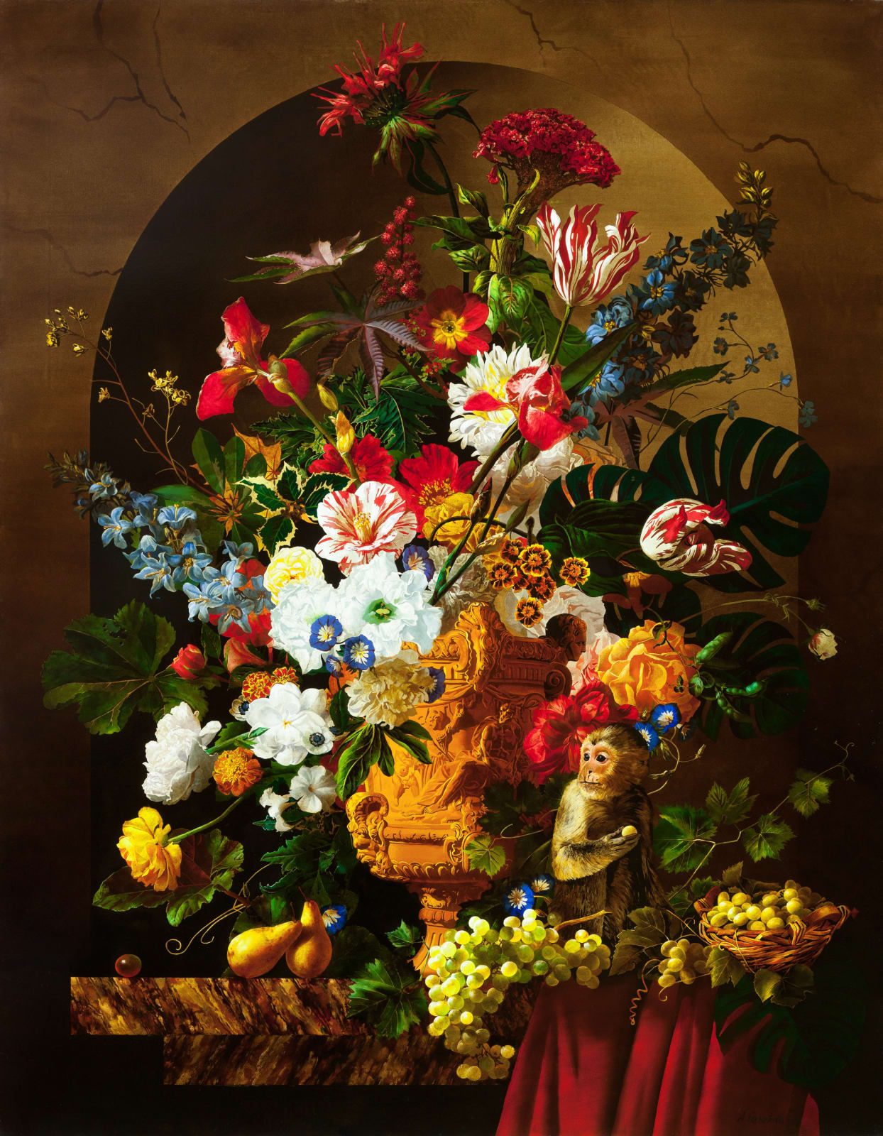 Still Life With Monkey, Fruits and Flowers, 2008