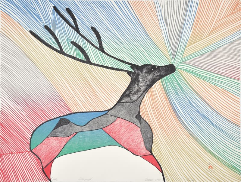 Pudlo Pudlat, CARIBOU IN NORTHERN LIGHTS, 1987 (Released 2016 Spring collection)