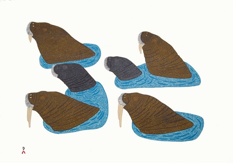 PAUOJOUNGIE SAGGIAK, Uutuit (Walruses on Top of Ice), 2018