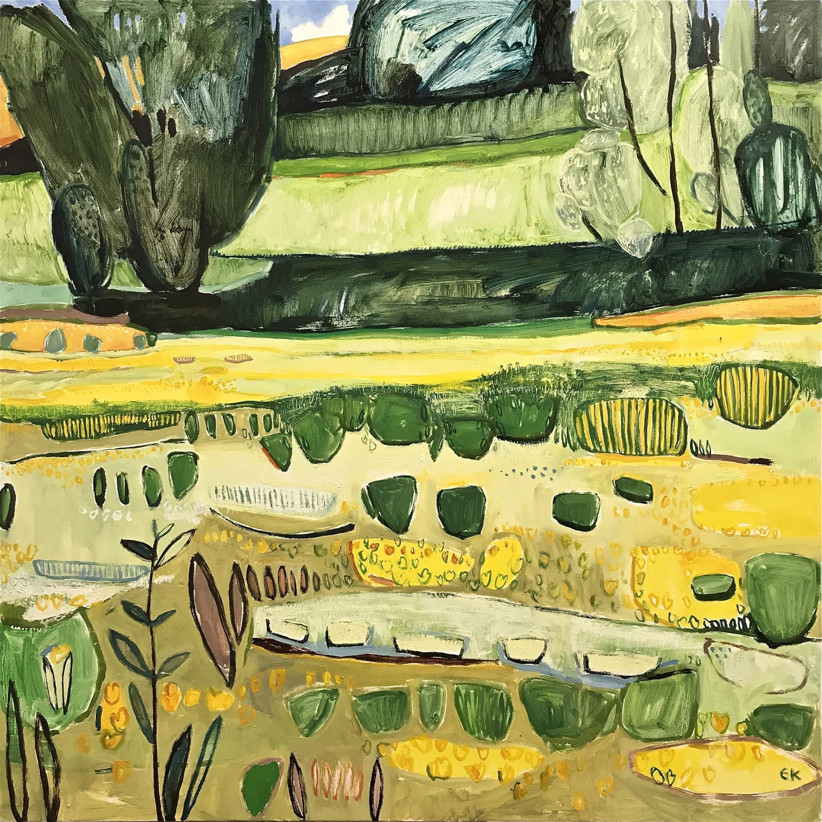 Tuscany Hillside with Yellow Trefoil