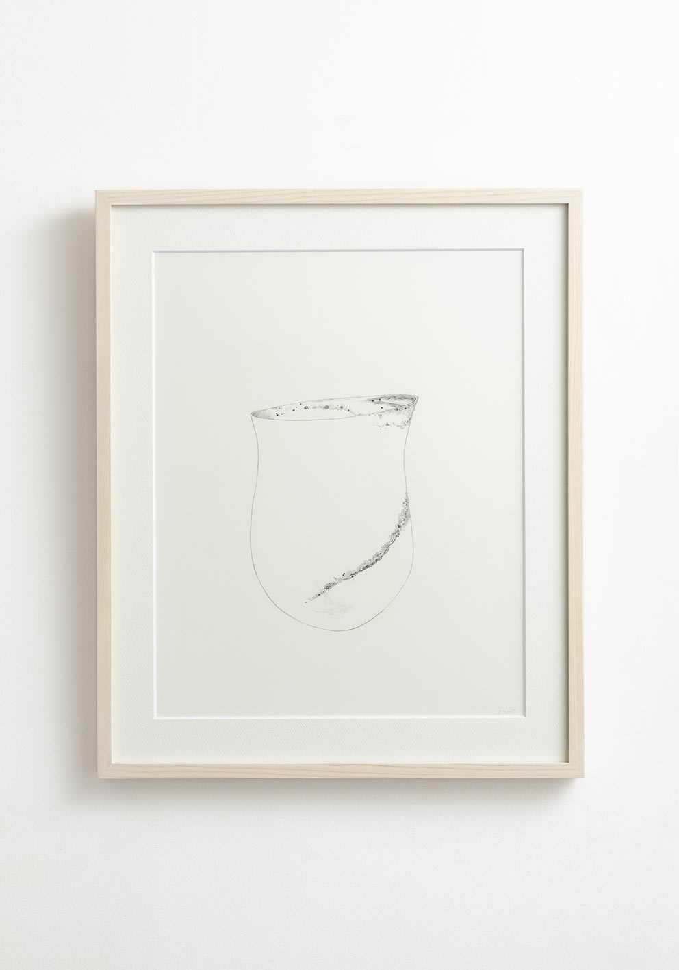 ジェニファー・リー, ドローイング 傾いた縁の白い壺（オリーブ色の斑点の渦）/Drawings, 2015