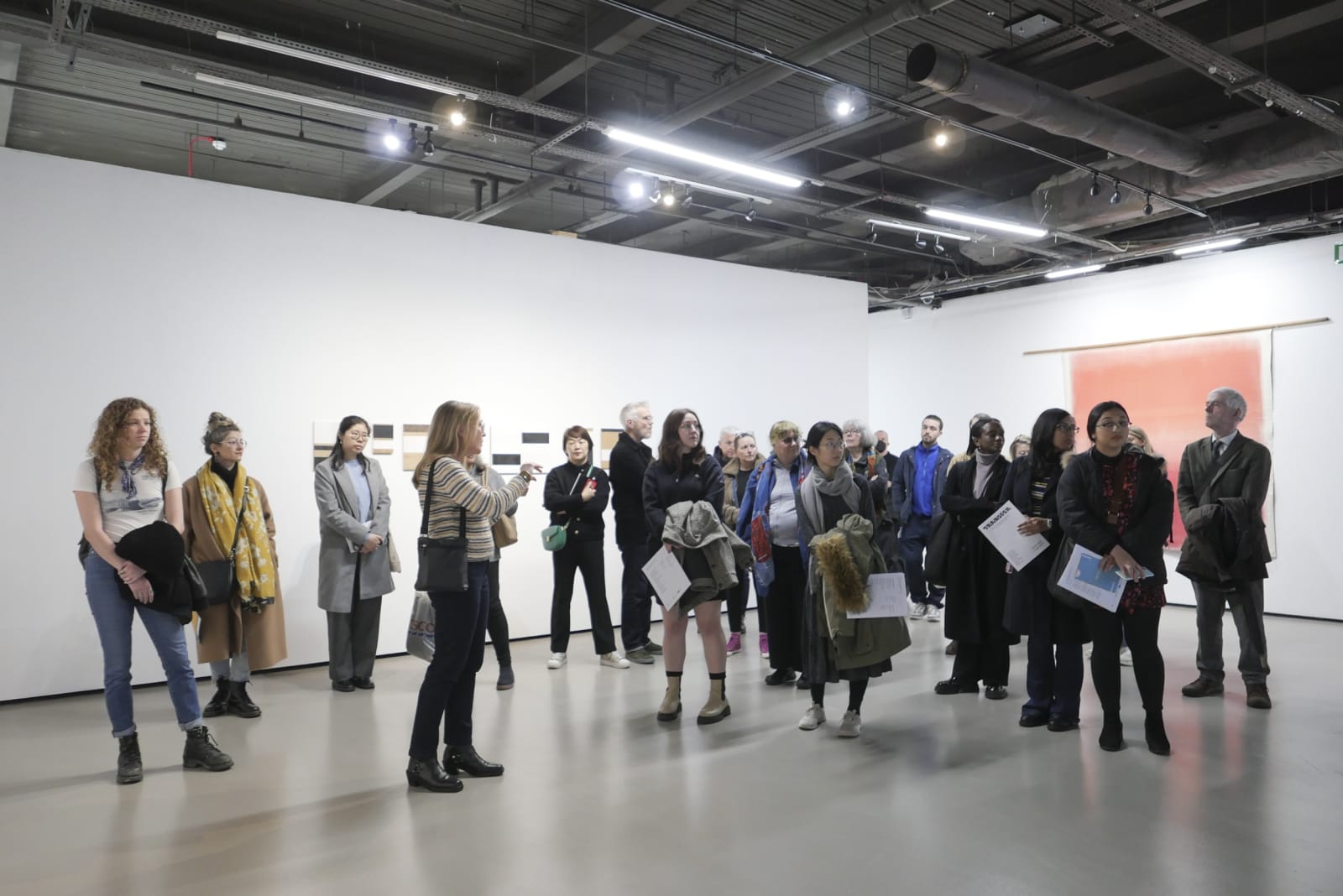 Installation view, Transfer: Korean and British Abstract Painting and the Digital Document (2023) at Korean Cultural Centre UK. Courtesy the...