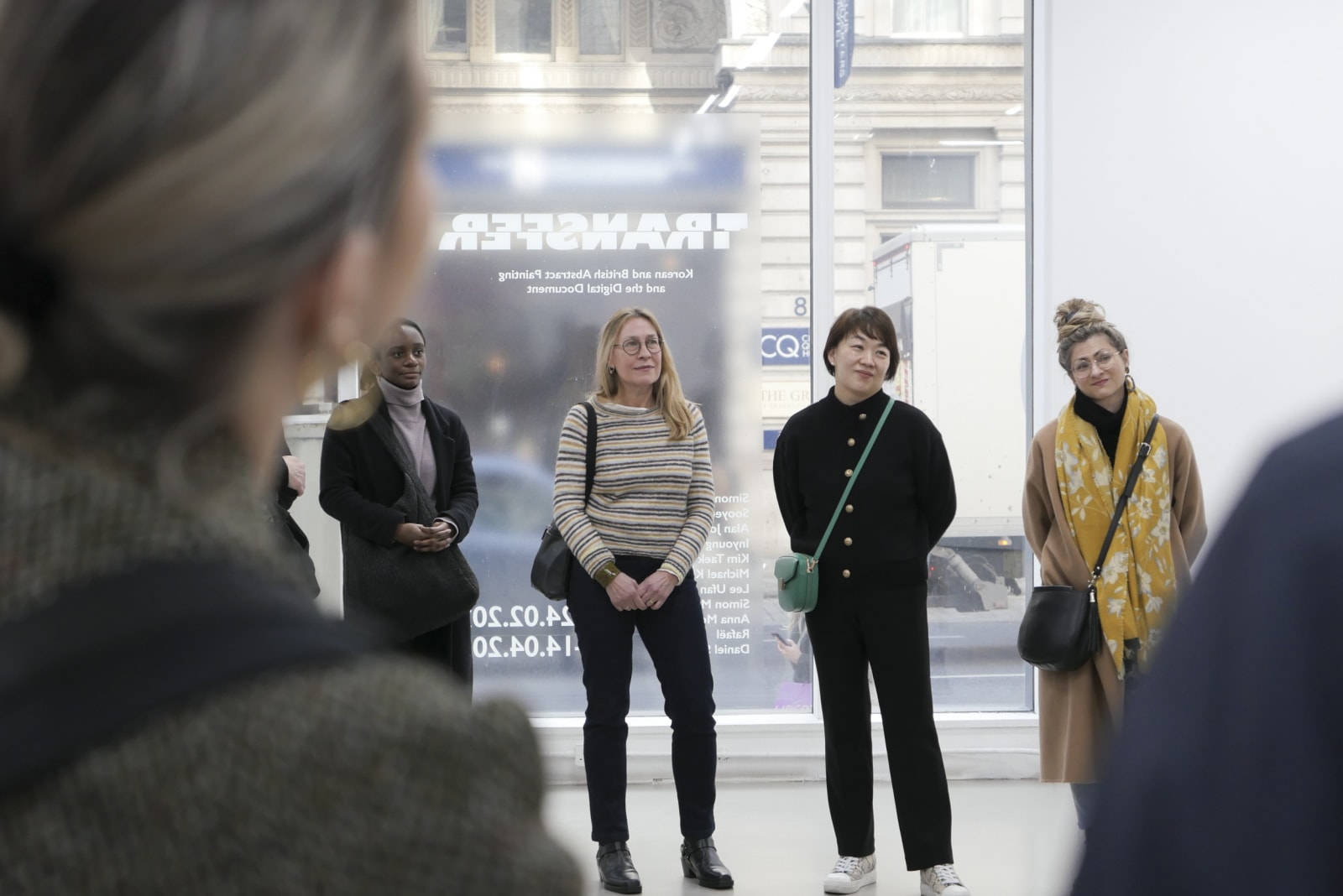 Installation view, Transfer: Korean and British Abstract Painting and the Digital Document (2023) at Korean Cultural Centre UK. Courtesy the...