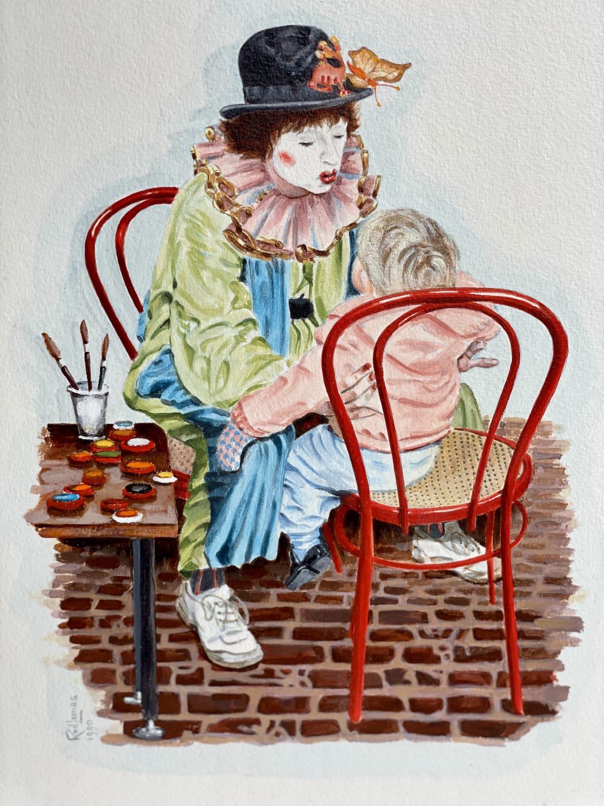Rod Lomas, Clown painter with Girl, 1990