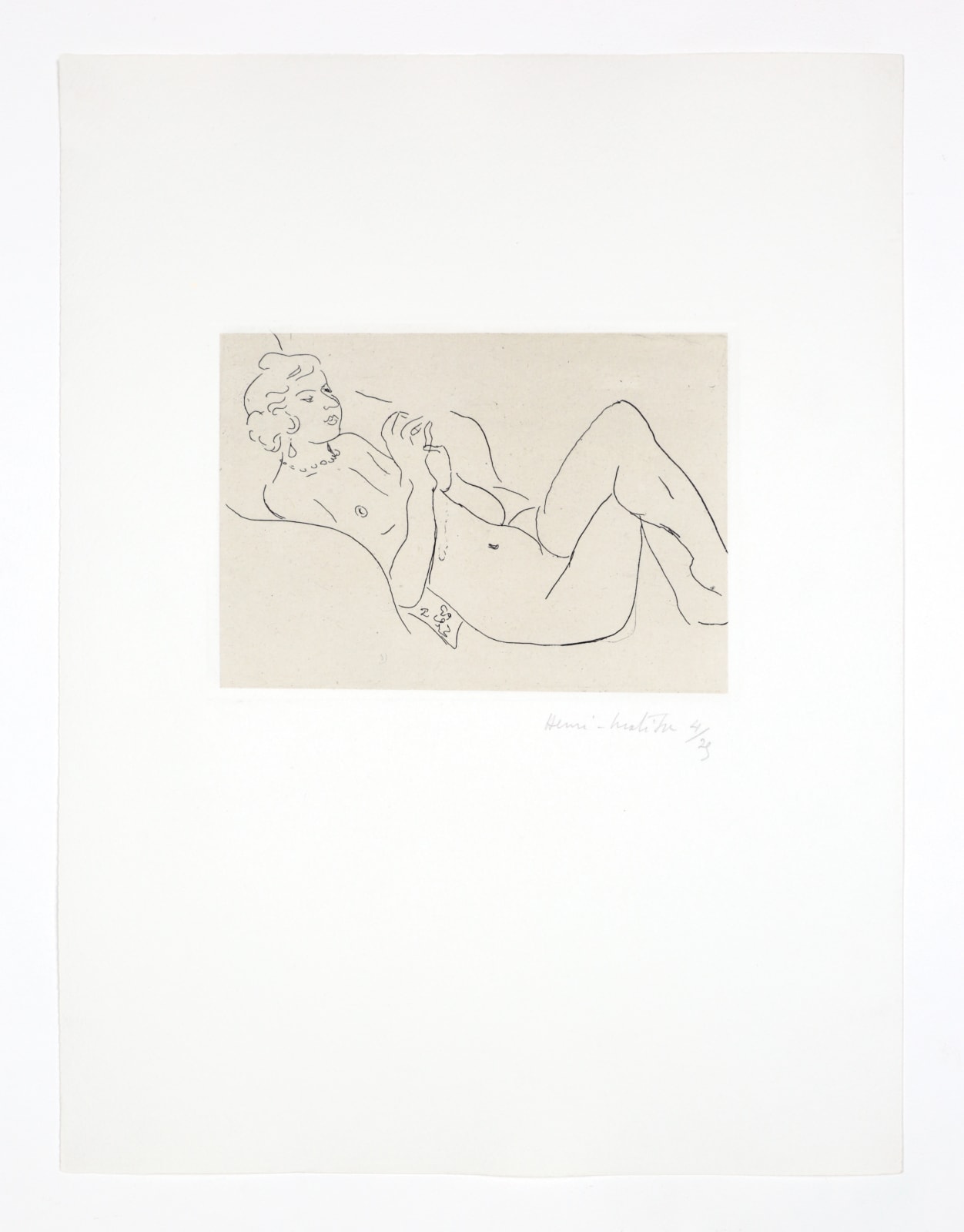 Henri Matisse, Nu allongé, les jambes repliées, avec un collier, 1929