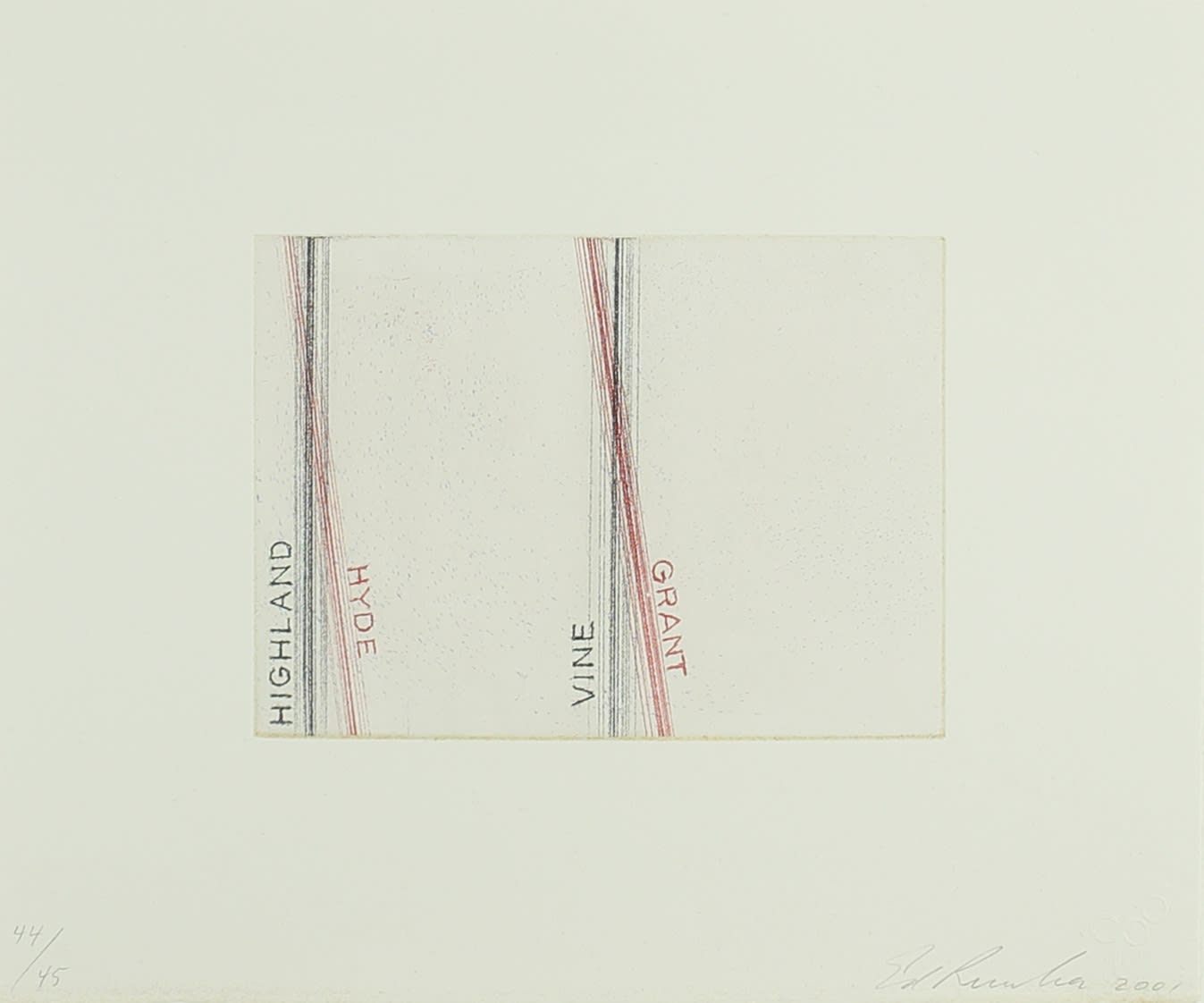 Ed Ruscha, Highland, Hyde, from 'Los Francisco San Angeles', 2001