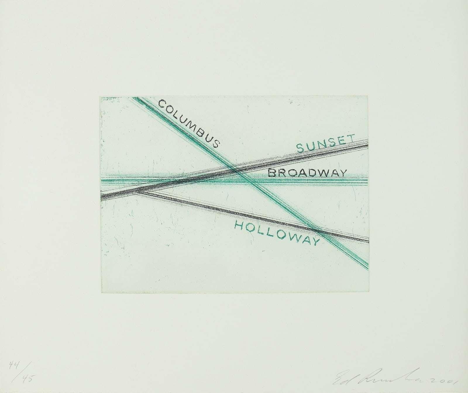 Ed Ruscha, Columbus, Sunset, from 'Los Francisco San Angeles', 2001