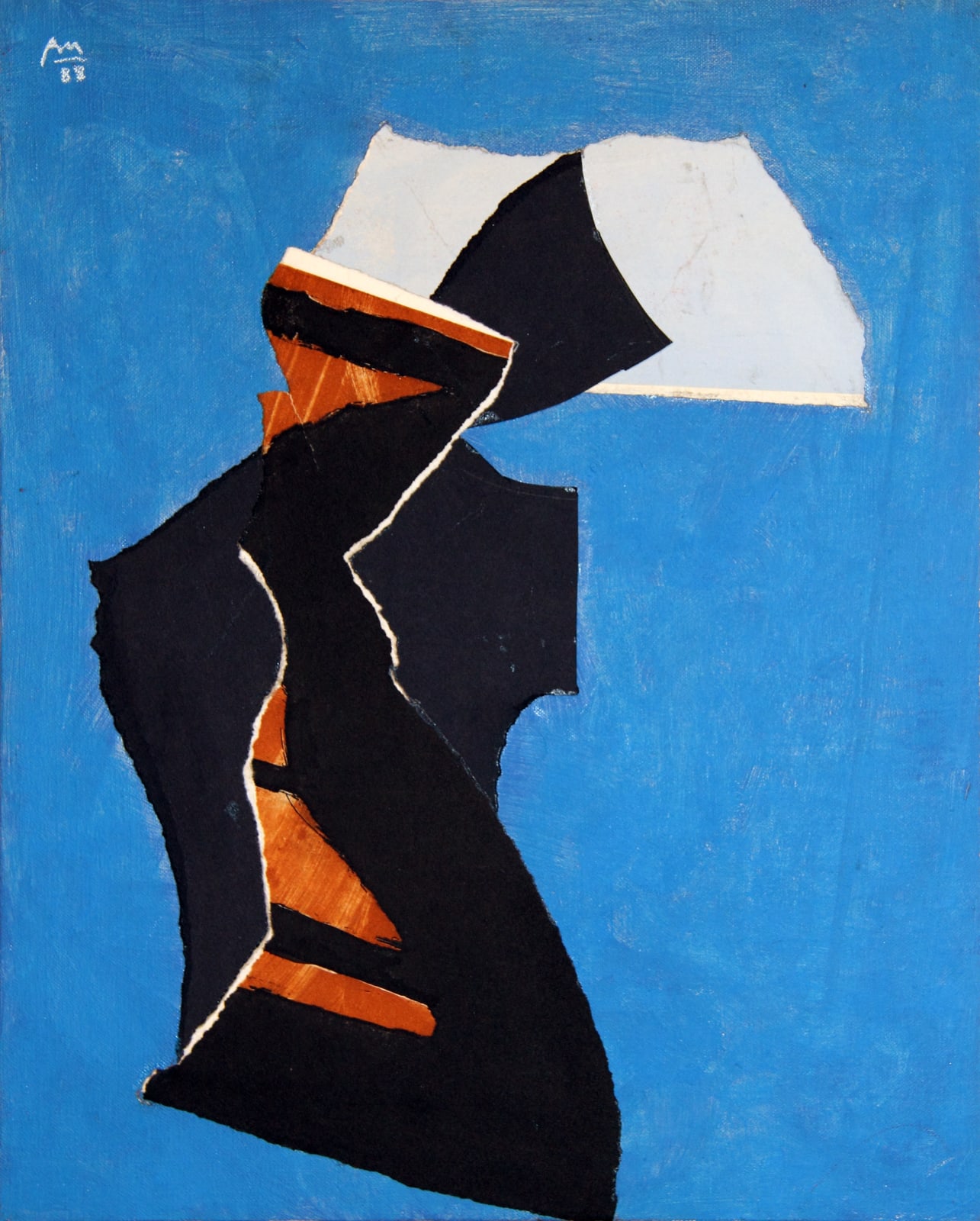 Robert Motherwell, Untitled (Black and Ochre on Deep Blue), 1988