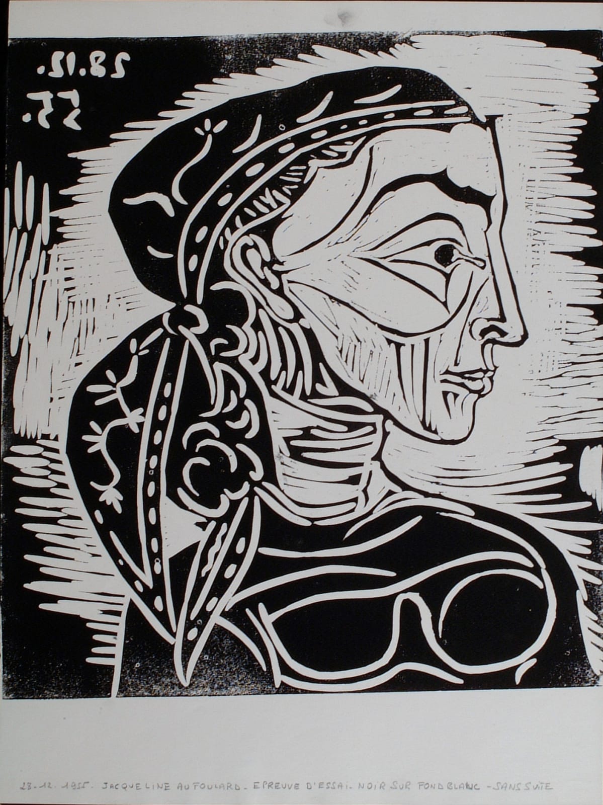 Pablo Picasso, Profil de Jacqueline au Foulard, 1955
