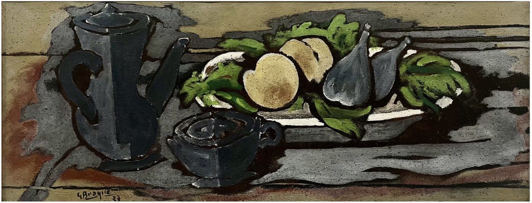 Georges Braque, Cafetière, tasse, plat de fruits, 1927