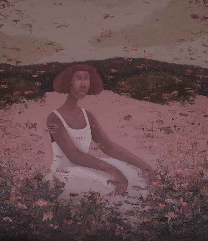 Chidinma Nnoli Lavender, lavender, when will my feet catch fire, 2022 Oil and acrylic on canvas 54 x 62 in CN0003