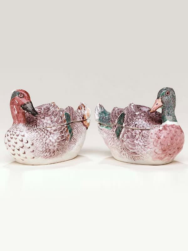 Pair of Bow Duck Boxes and Covers, Circa 1755