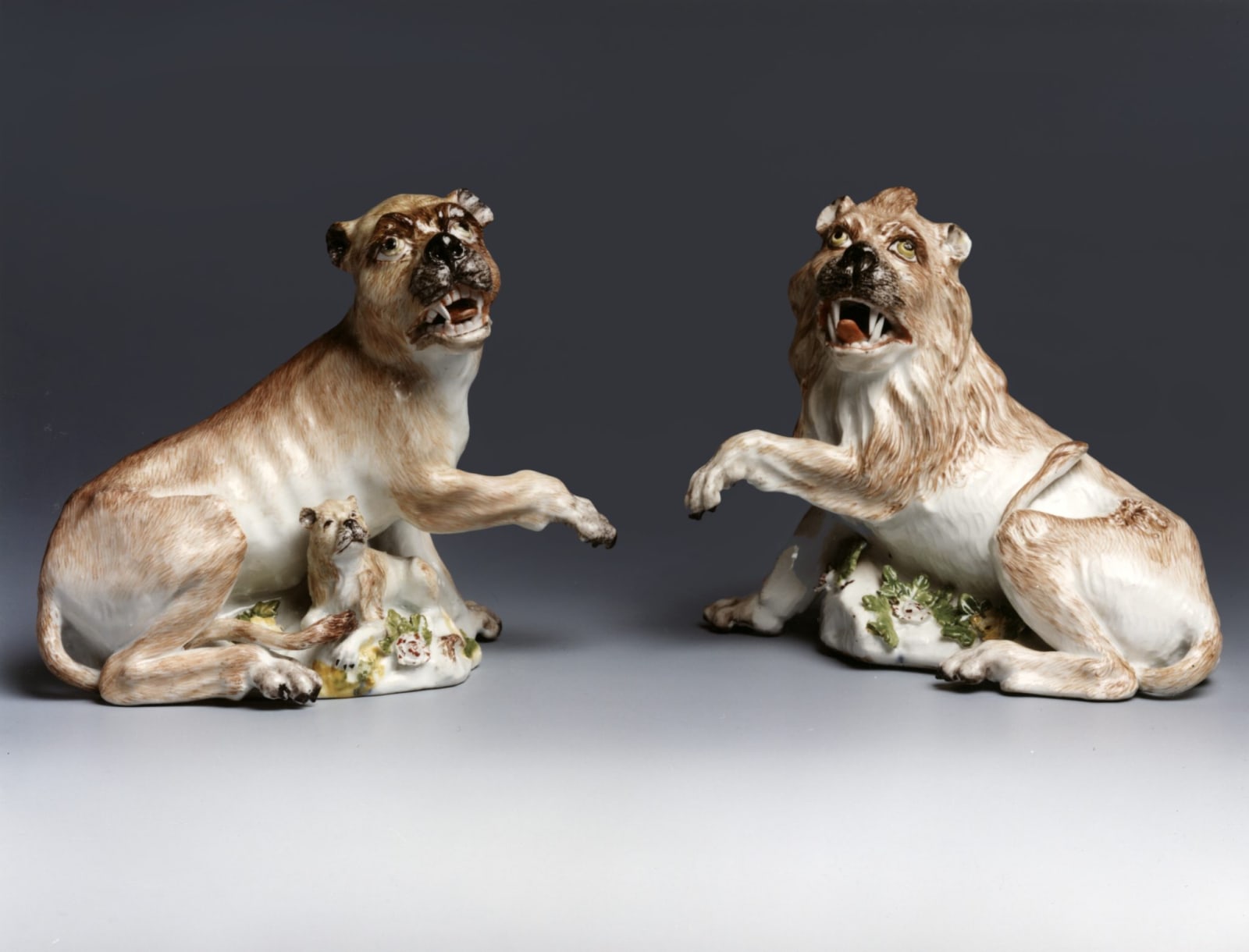 Meissen Pair of Lion and Lionesses modelled by J. J. Kaendler