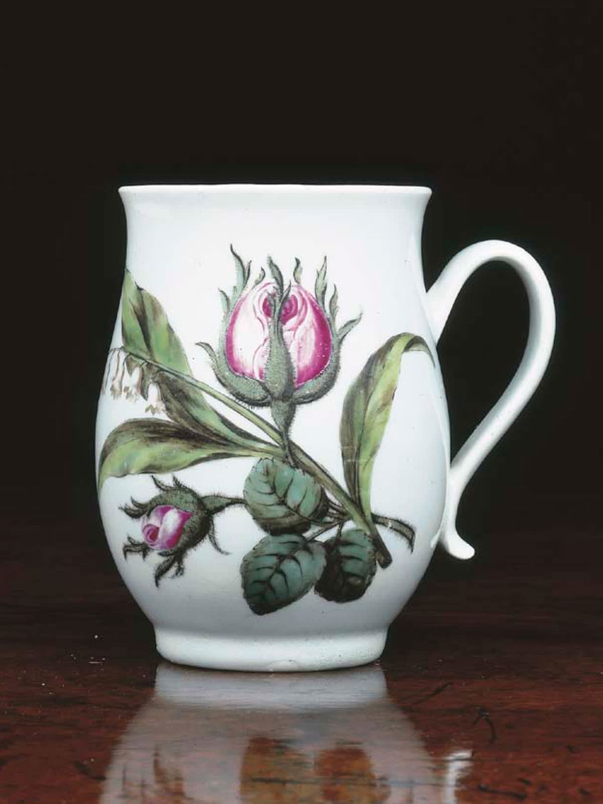 Chaffers Liverpool Baluster shaped Mug, painted with Doves, Circa 1760