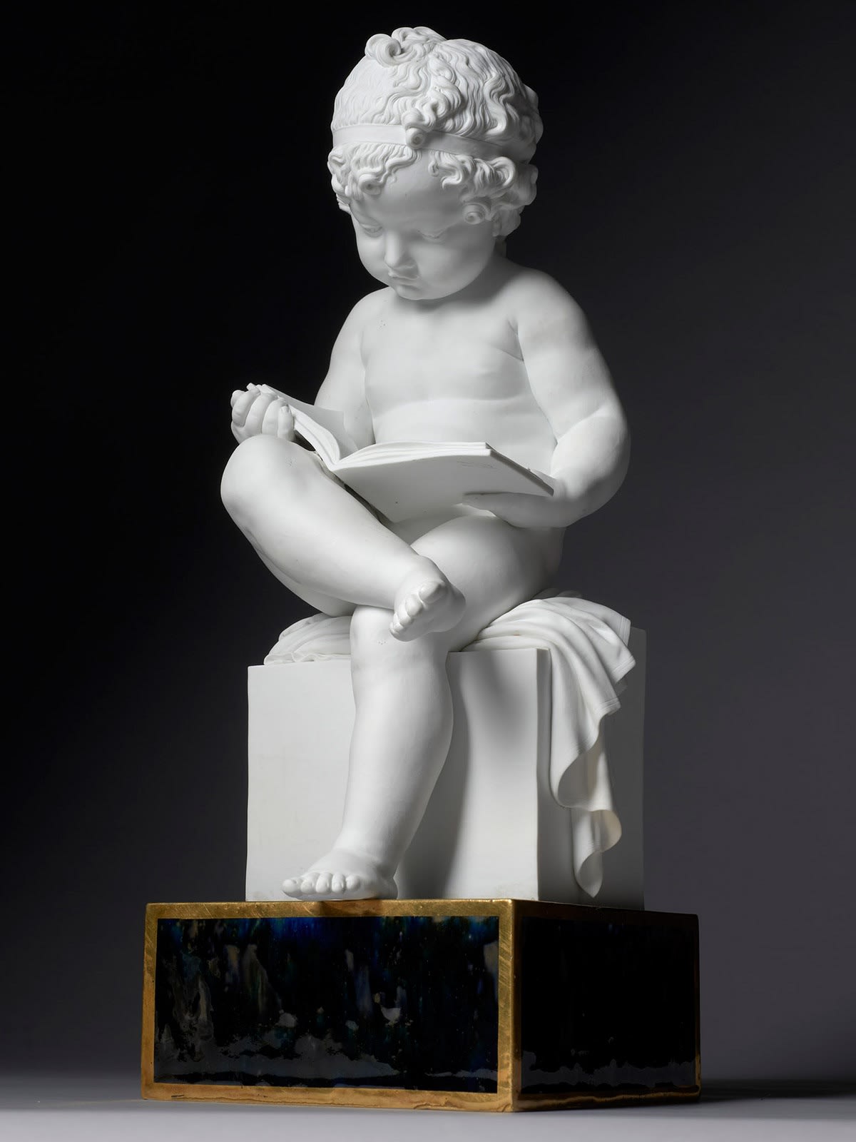 An Extremely Rare and Life Like Paris Dihl and Guerhard Biscuit Porcelain Seated Infant Boy, Circa 1795