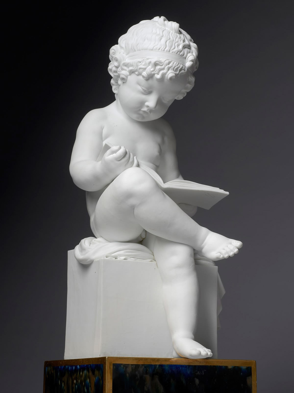 An Extremely Rare and Life Like Paris Dihl and Guerhard Biscuit Porcelain Seated Infant Boy, Circa 1795