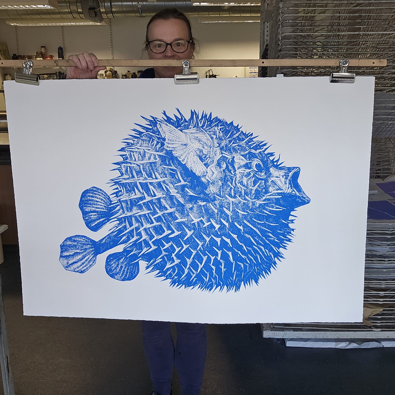Blow fish screenprint