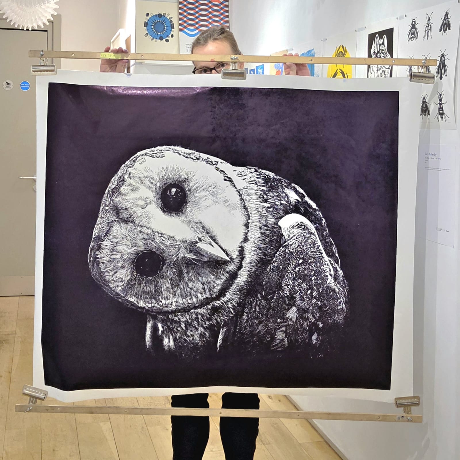 Owl linocut art print