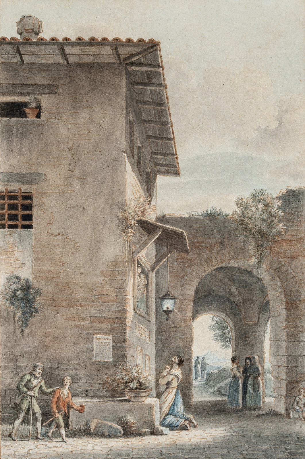 Victor Jean NICOLLE. 1754 - Paris - 1826, Oratoire sur la voie Ostie à Rome