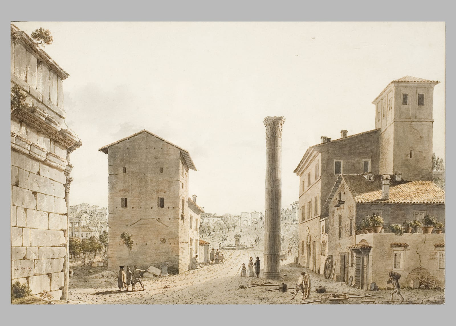 Victor Jean NICOLLE. 1754 - Paris - 1826, La colonne des Commices à Rome