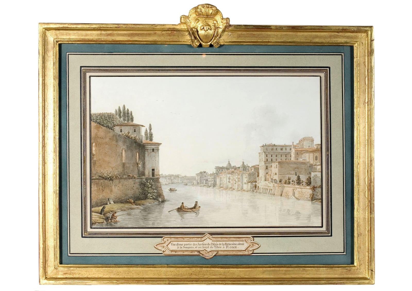 Victor-Jean NICOLLE, Vue d'une partie de la Farnesine située à la Sougara, au bord du Tibre (d'une série de 4)