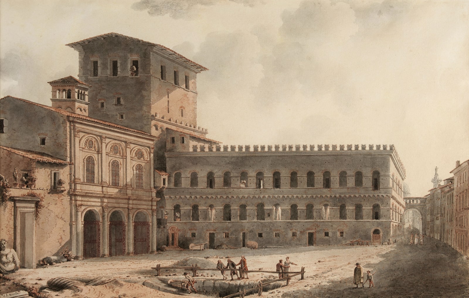 Victor Jean NICOLLE 1754 - Paris - 1826, Piazza San Marco à Rome