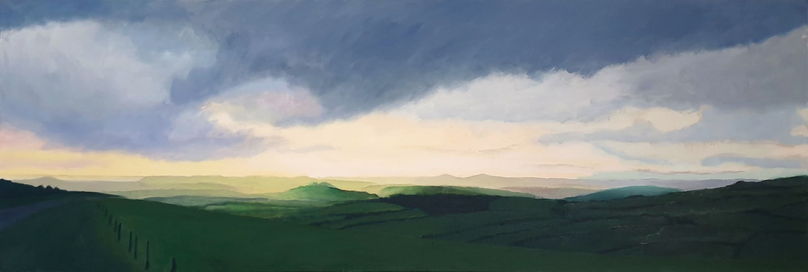Kit Glaisyer, Storms passing over Eggardon Hill 150x50cm