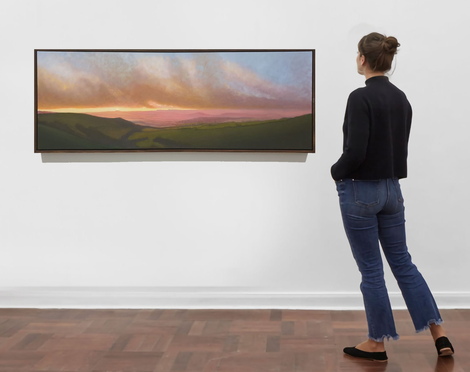 Kit Glaisyer, Proposal: Golden Clouds over Eggardon Hill 150x50cm v.2
