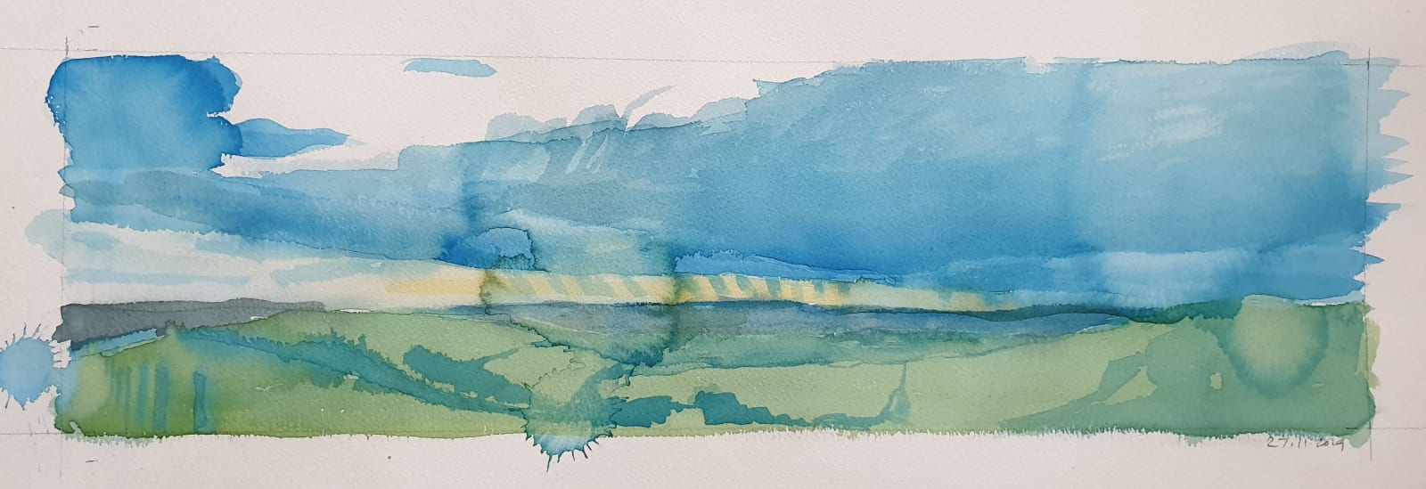 Kit Glaisyer, Blue Clouds over Eggardon Hill, 2023