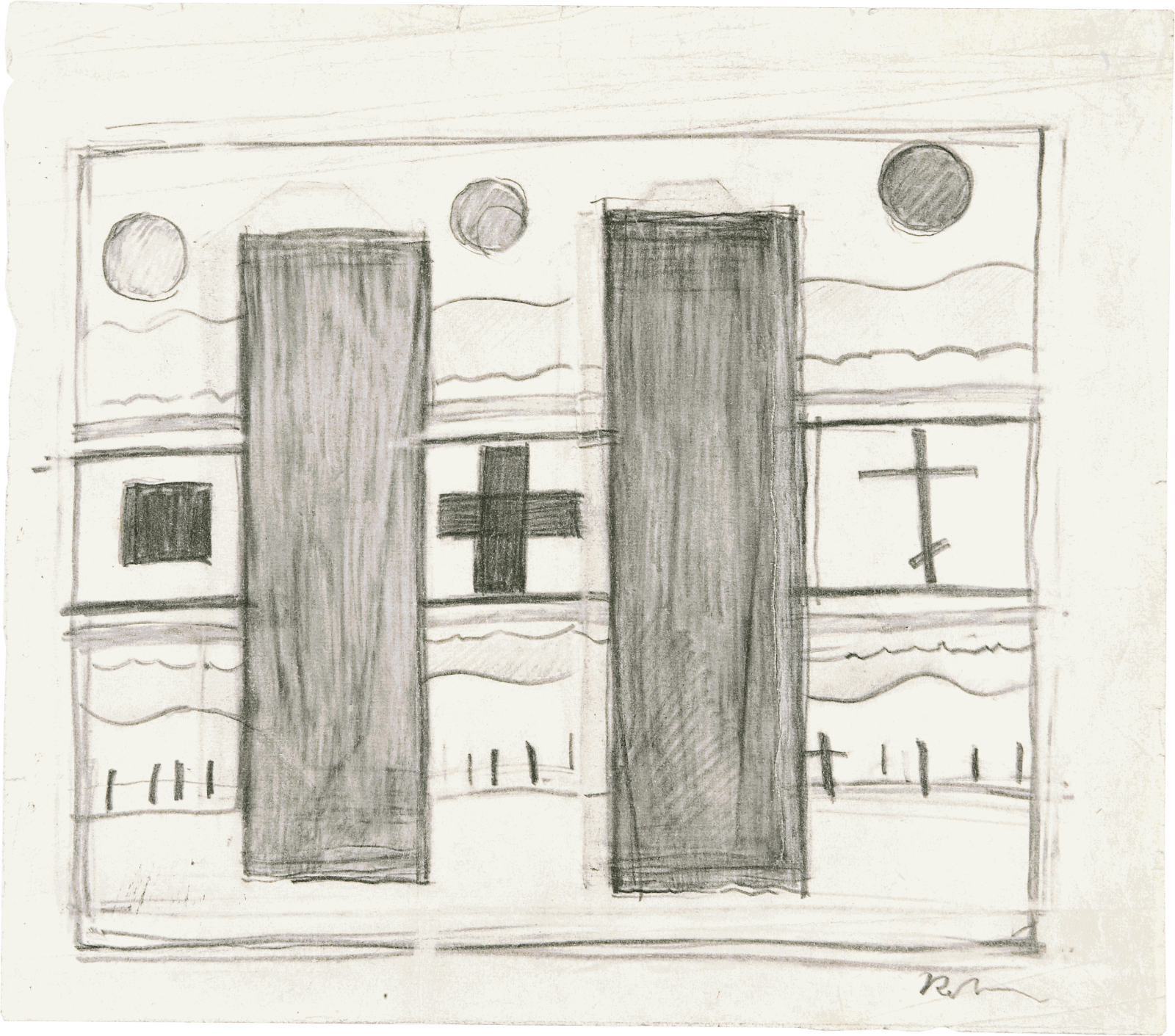 Kasimir Malevich, Cross square circle and grave, 1930’s