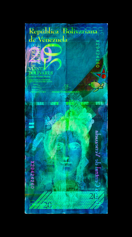 David LaChapelle, Negative Currency: Twenty Venezuelan Bolivar used as Negative , 2025
