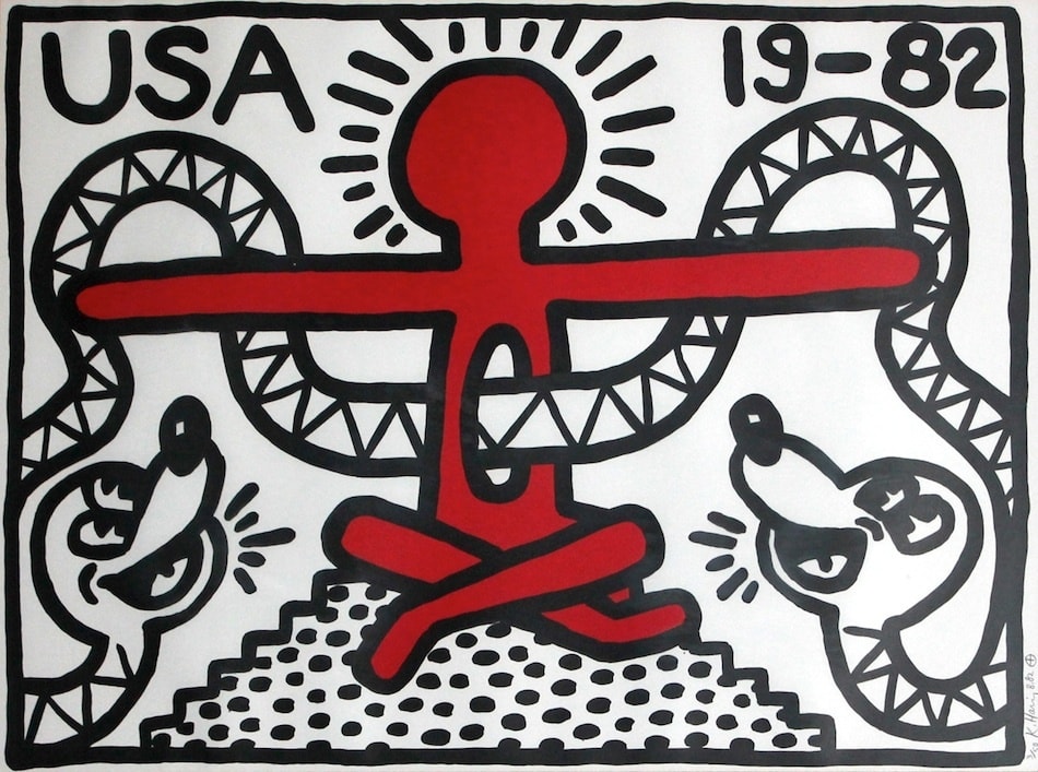 USA 19-82, 1982 Keith Haring's first editioned print. Signed, numbered and dated, '3/50 K. Haring 8.82' by the artist, lower...