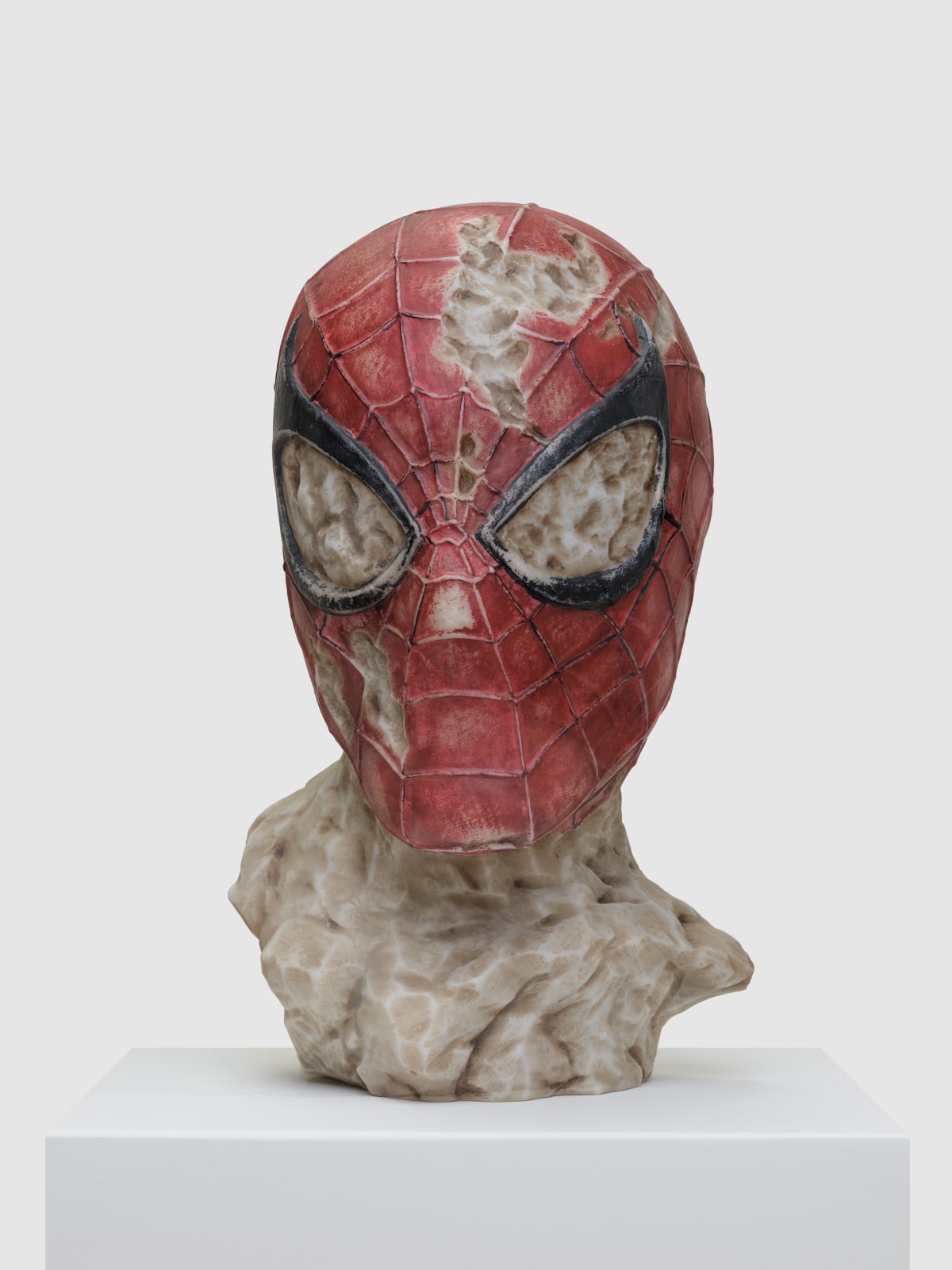 Filippo Tincolini's 'Dystopian Animals' marble sculpture: Monkey with AK-47, left front view.