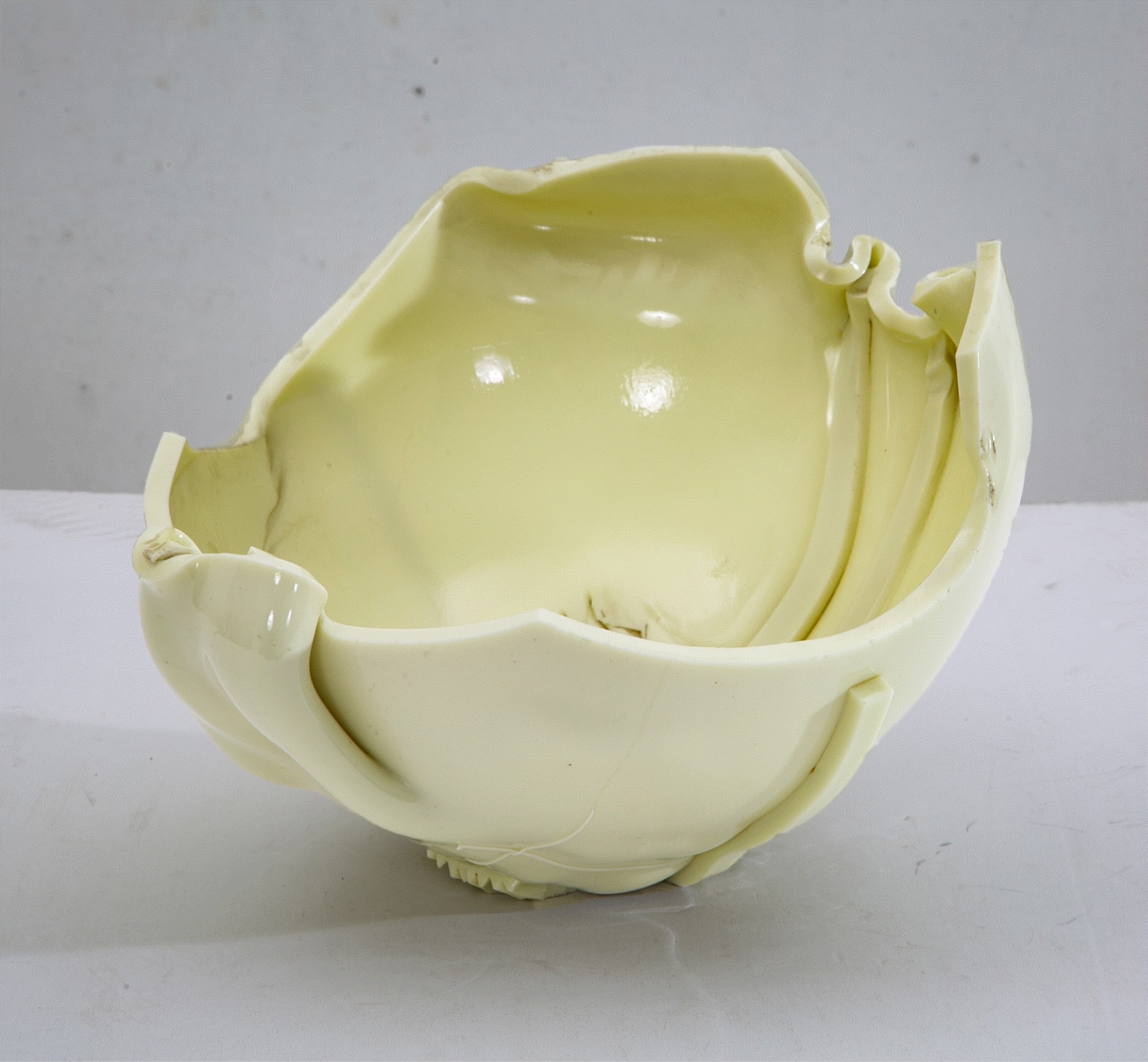 Slumped Ivory Glass Bowl