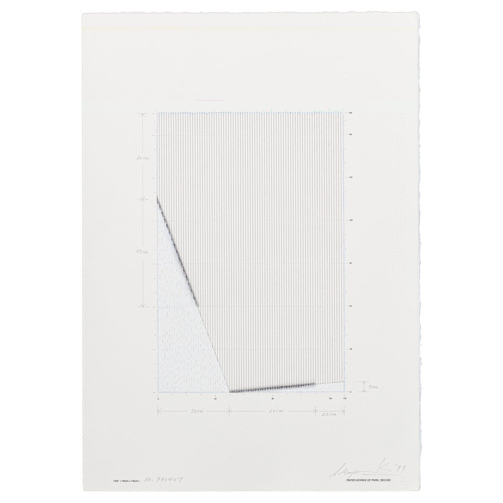 Park Seo-Bo Ecriture No.990407 1999 Litho Crayon, Pencil and Whiteout on Paper 50.2 x 35.6 cm 19 3/4 x 14...