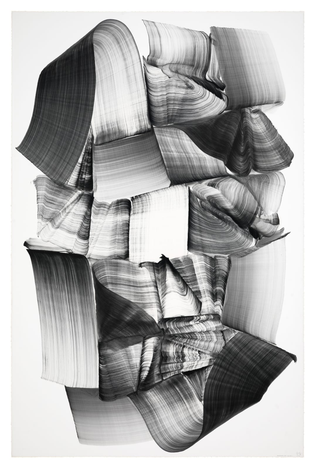 Lee Bae Brushstroke-D17 2025 Charcoal ink on paper 260 x 170 cm