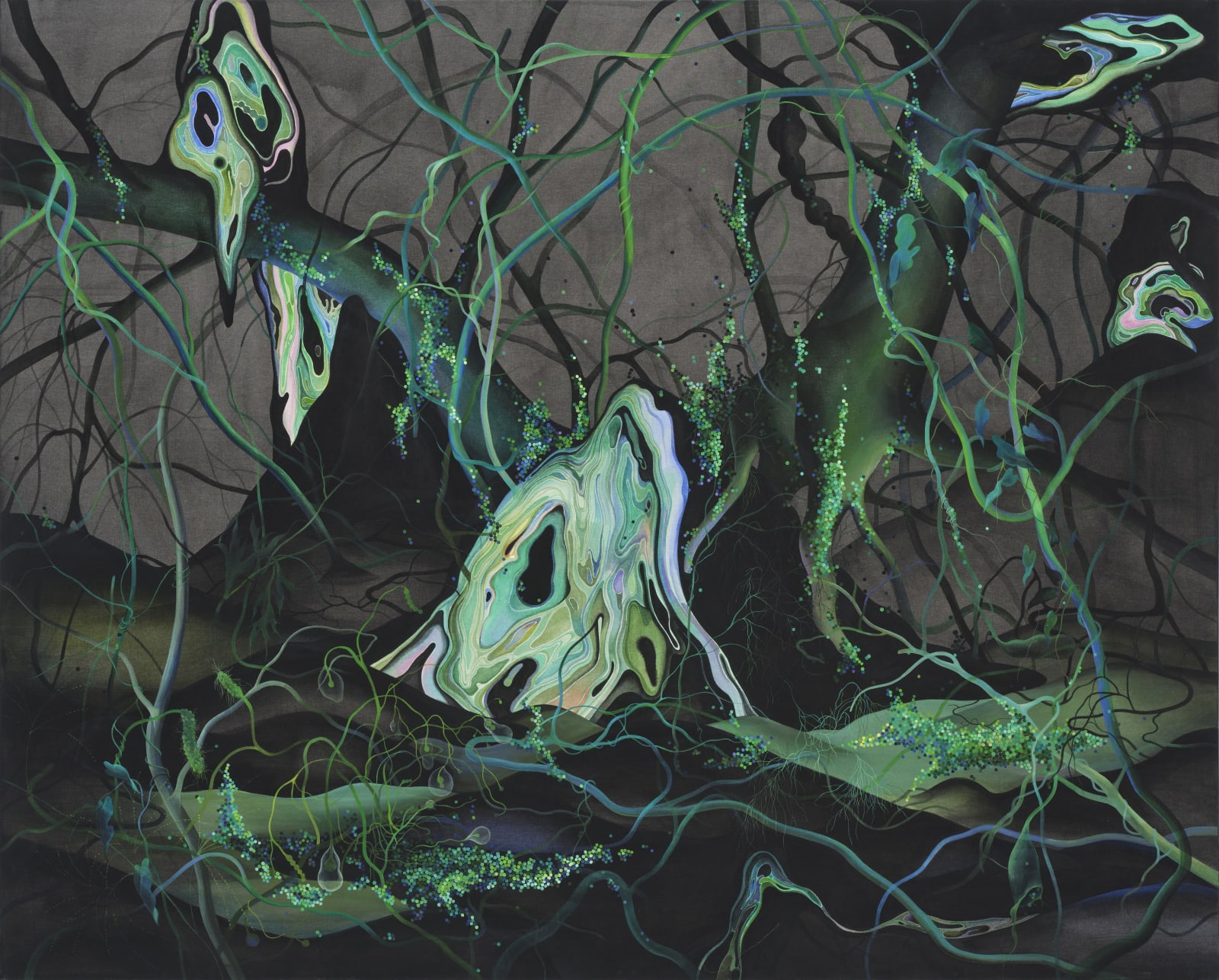계절을 토해 내는 숲 The forest vomits the season, acrylic on canvas, 130.3x162.2cm, 2022