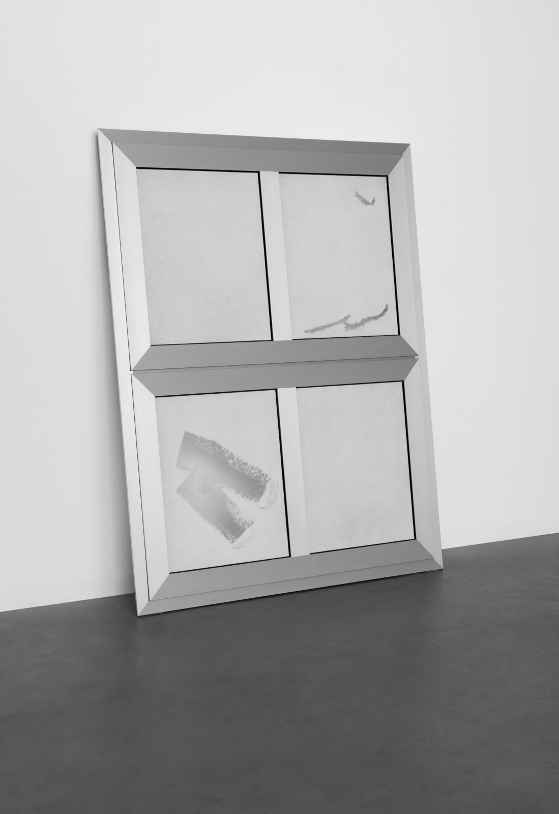 Ryan Gander View into the artist’s studio window, obscured by frost (26th January 2022), 2022 Glass, plywood, steel, acrylic, paint, window fixtures 148,3 x 120 x 10 cm (58 1/4 x 47 1/4 x 4 in) (RG 430)