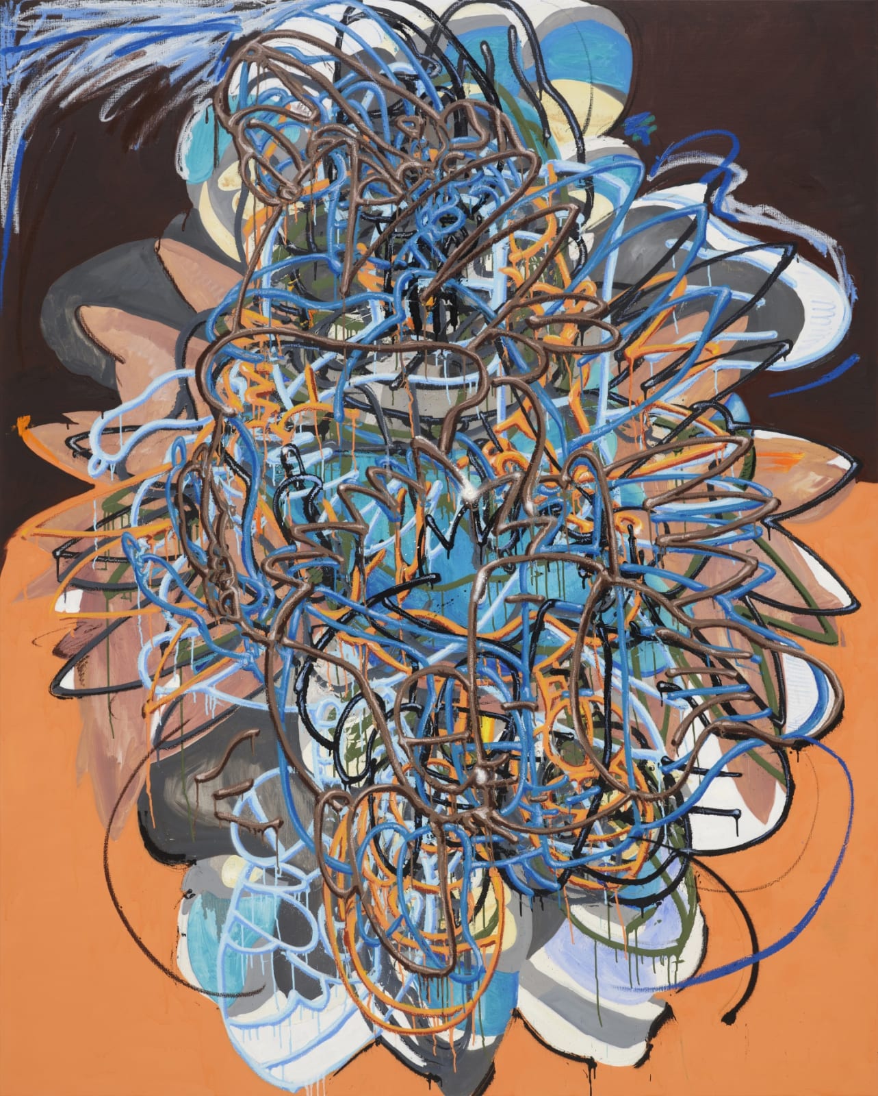 암 원앙 Won-ang Female, spray paint and oil on canvas, 227.3x181.8 cm, 2024