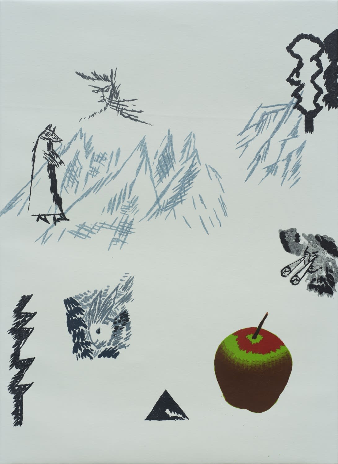 눈 위에 그린 그림 Drawing on Snow, watercolor on canvas, 72.7x53cm, 2025