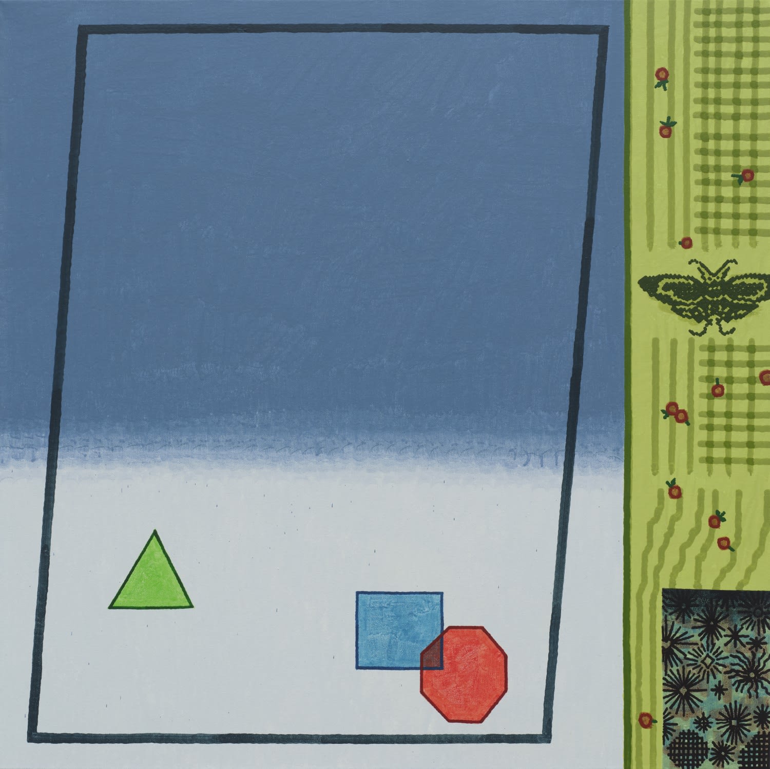 나방과 도형 Moth and Shpaes, watercolor on canvas, 72.7x72.7cm, 2025