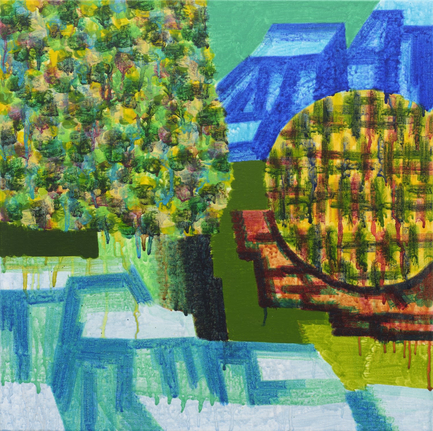바위와 나무 Rocks and Tree, watercolor on canvas, 45.5x45.5cm, 2024