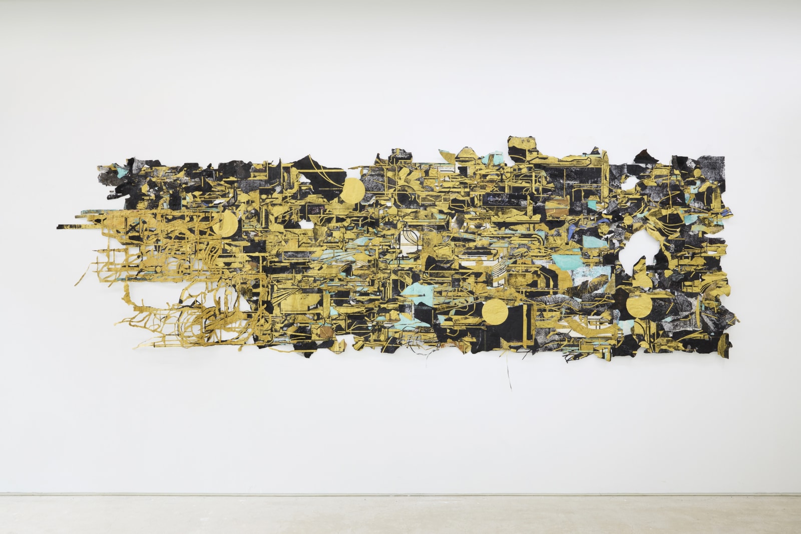 세보 世譜 Genealogy of Traces, 먹, 과슈, 아크릴, 종이 콜라쥬 ink, gouache, acrylic and paper collages, 150x465cm, 2025