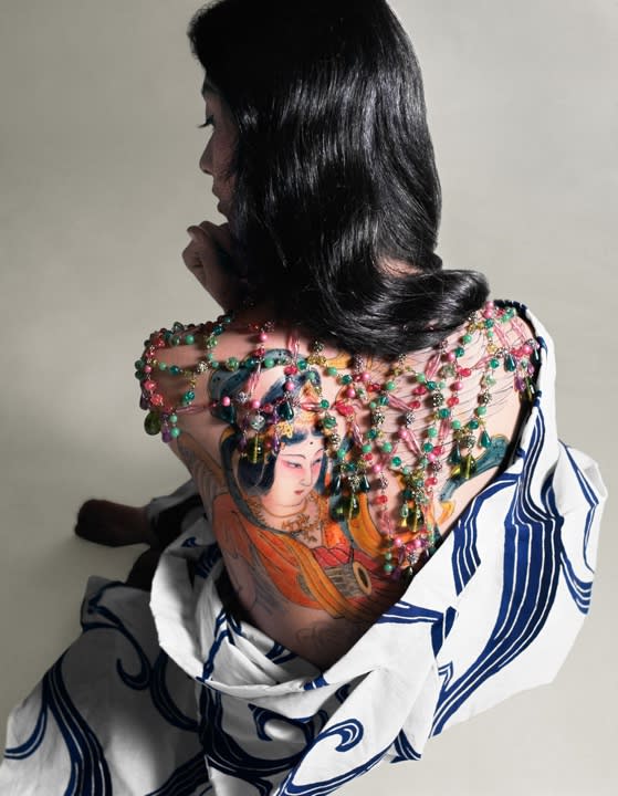 Hiro, Rhinestone Necklace on Tattooed Back, Tokyo, Japan, 1962