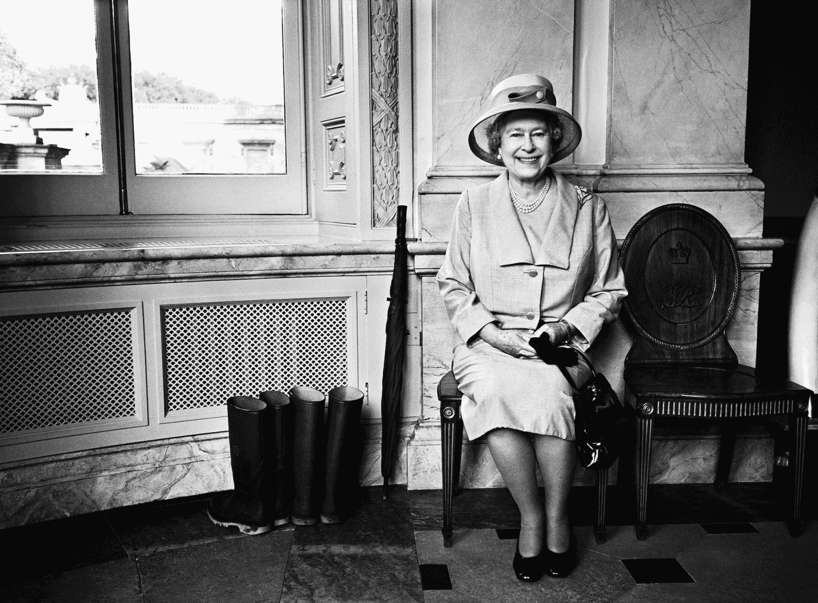 Bryan Adams, HM The Queen, Wellington Boots, Buckingham Palace, London, 2001