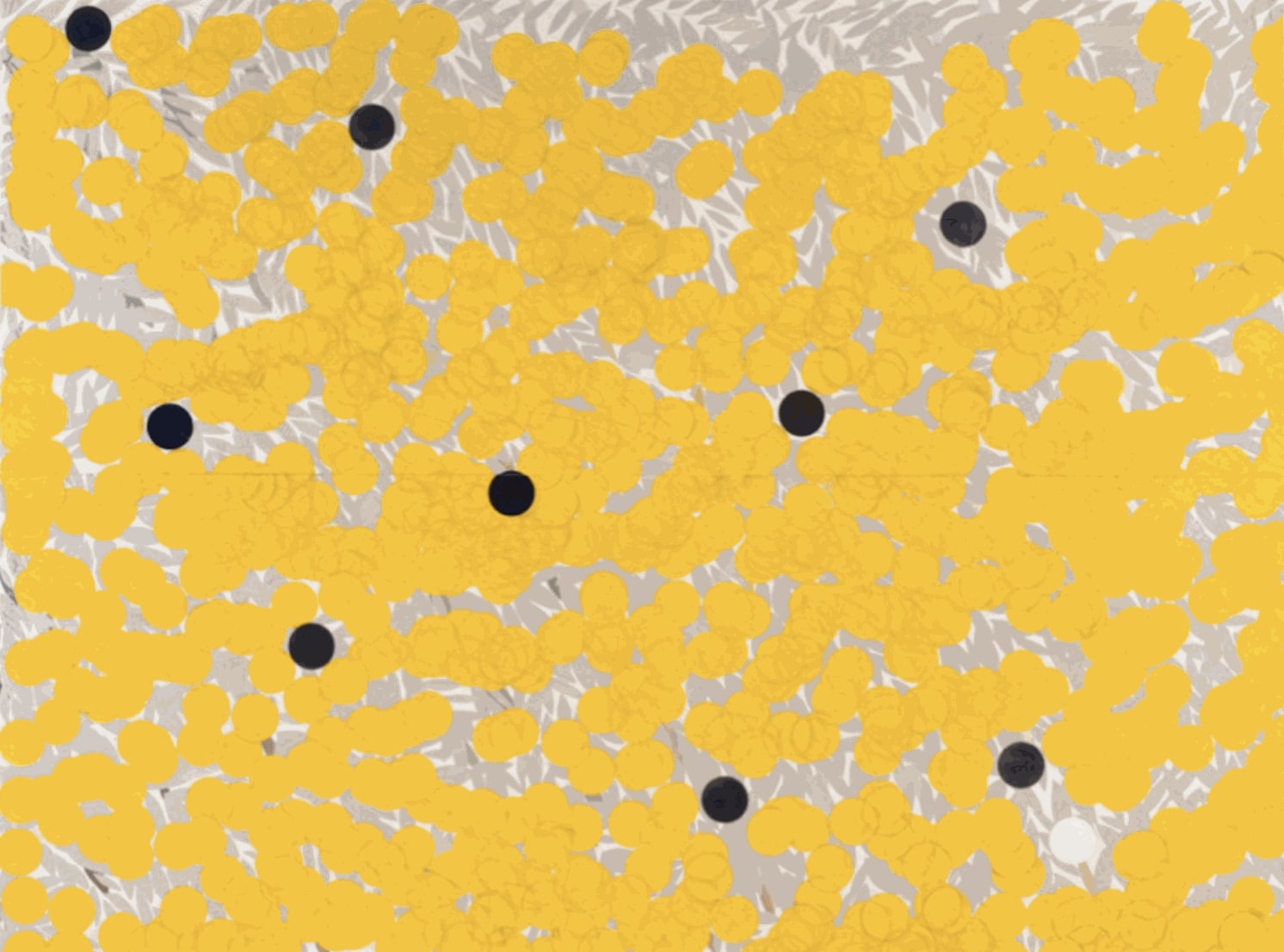 Donald Sultan, Yellow Mimosa with Grey and Silver with Blues July 21 2022, 2022