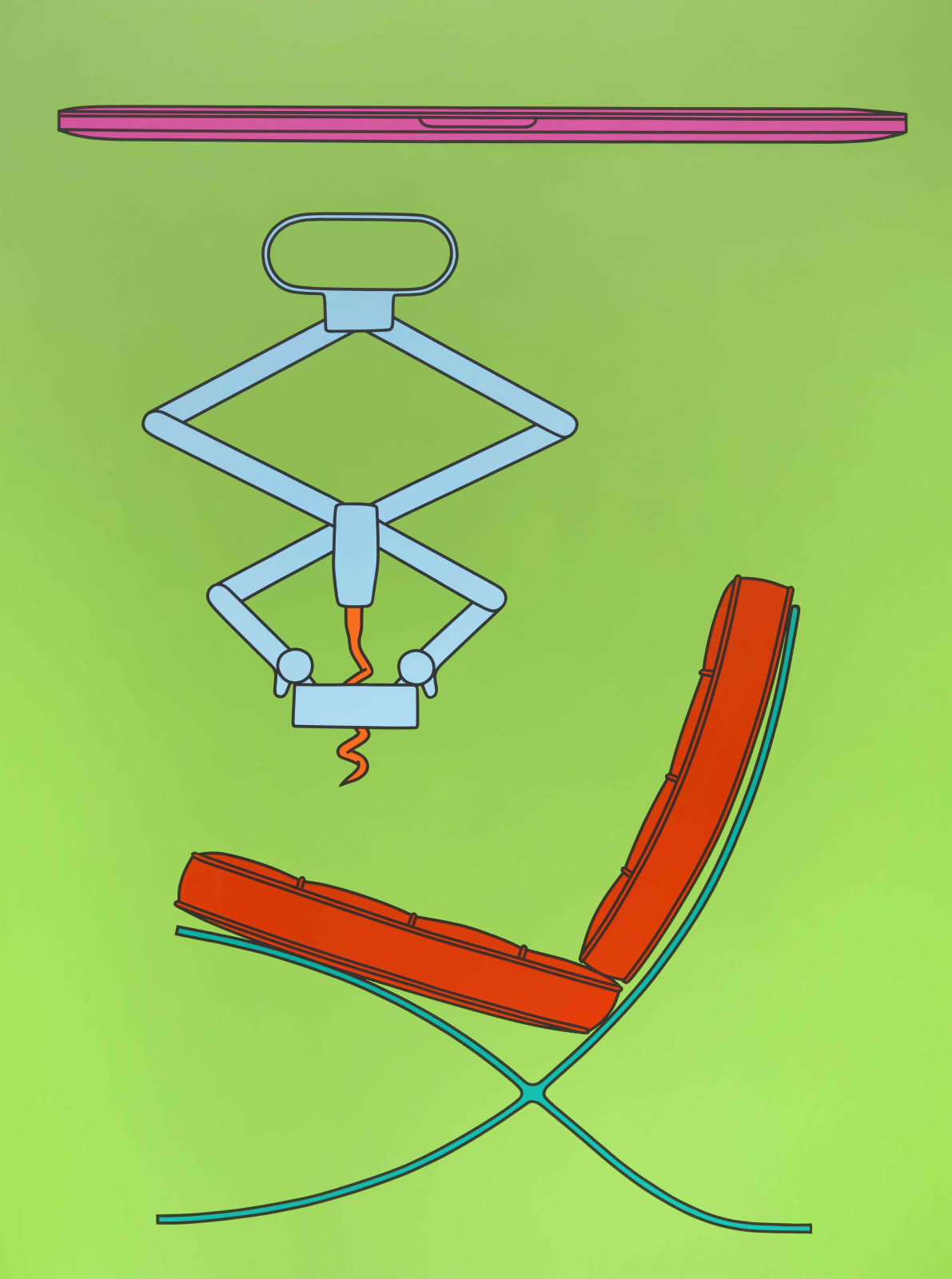 Michael Craig-Martin, Interior (with chair), 2021