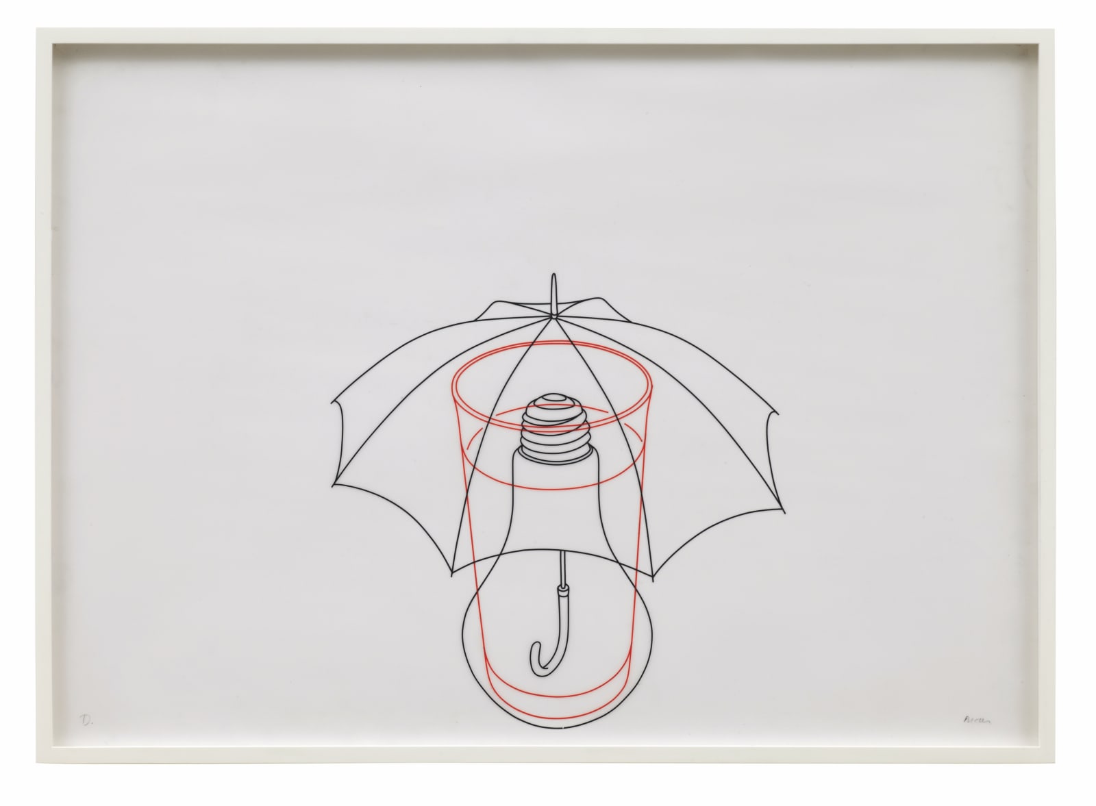 Michael Craig-Martin, Untitled (Light Bulb, Glass, Umbrella), 1981